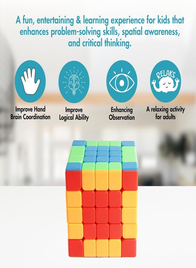 aCADZO 5X5 High Speed Cube for Kids & Adults | Puzzle Games Smooth Puzzles Set with Gift - Image 3